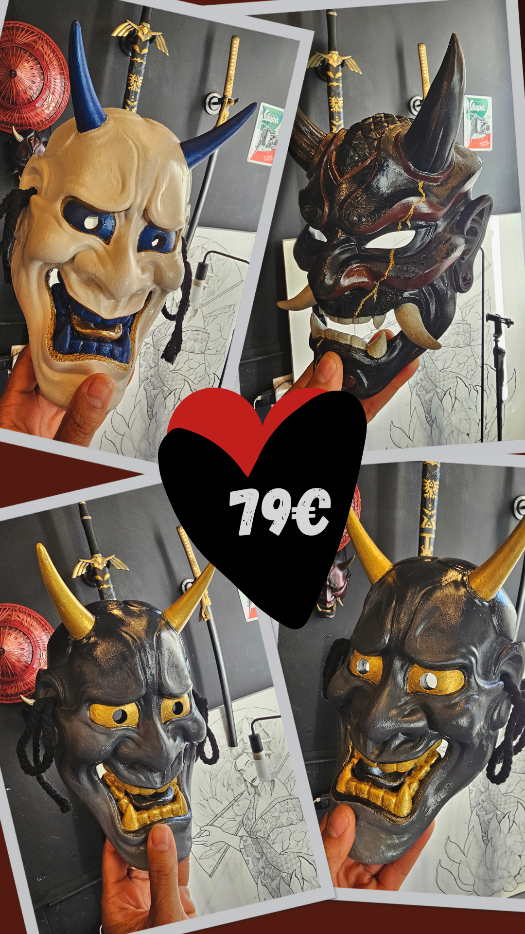 Masque Oni peint à la main — DjayArt