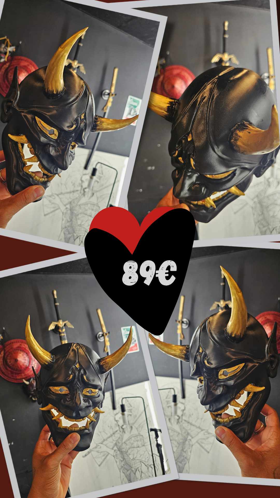 Masque Hannya peint à la main — DjayArt