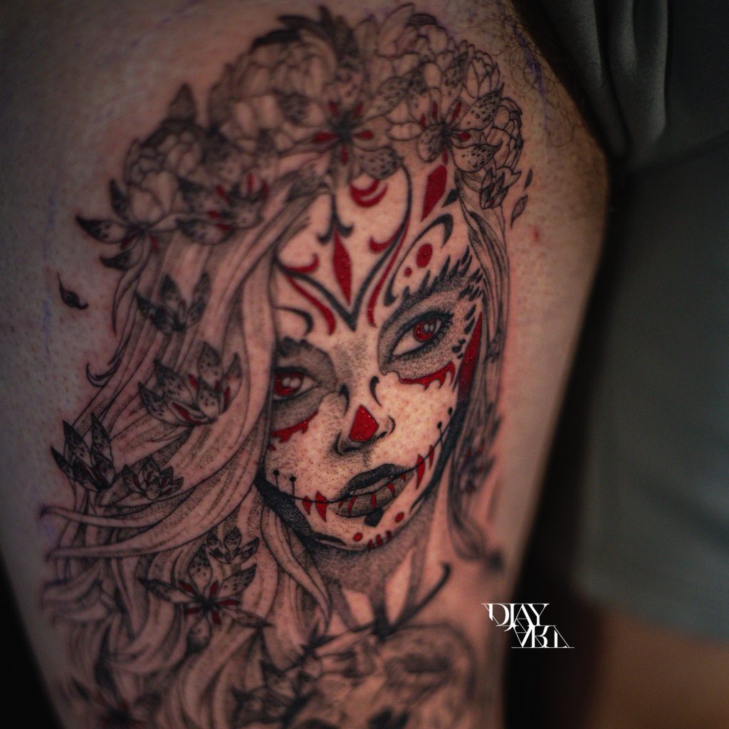 Tatouage catrina semi-réaliste par DjayArt